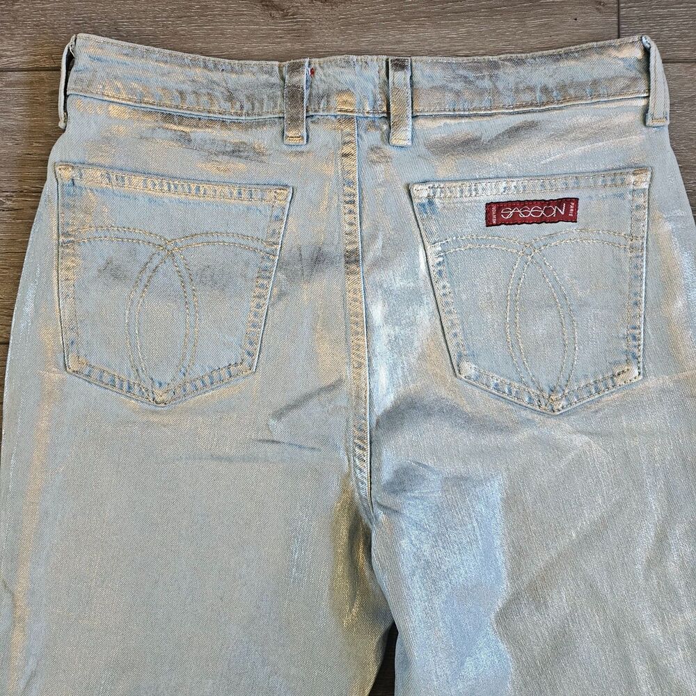 Johnny Was x Sasson Sancere Waxed Metallic Jeans Womens Size 28 Straight Y2k NWT - Picture 10 of 10
